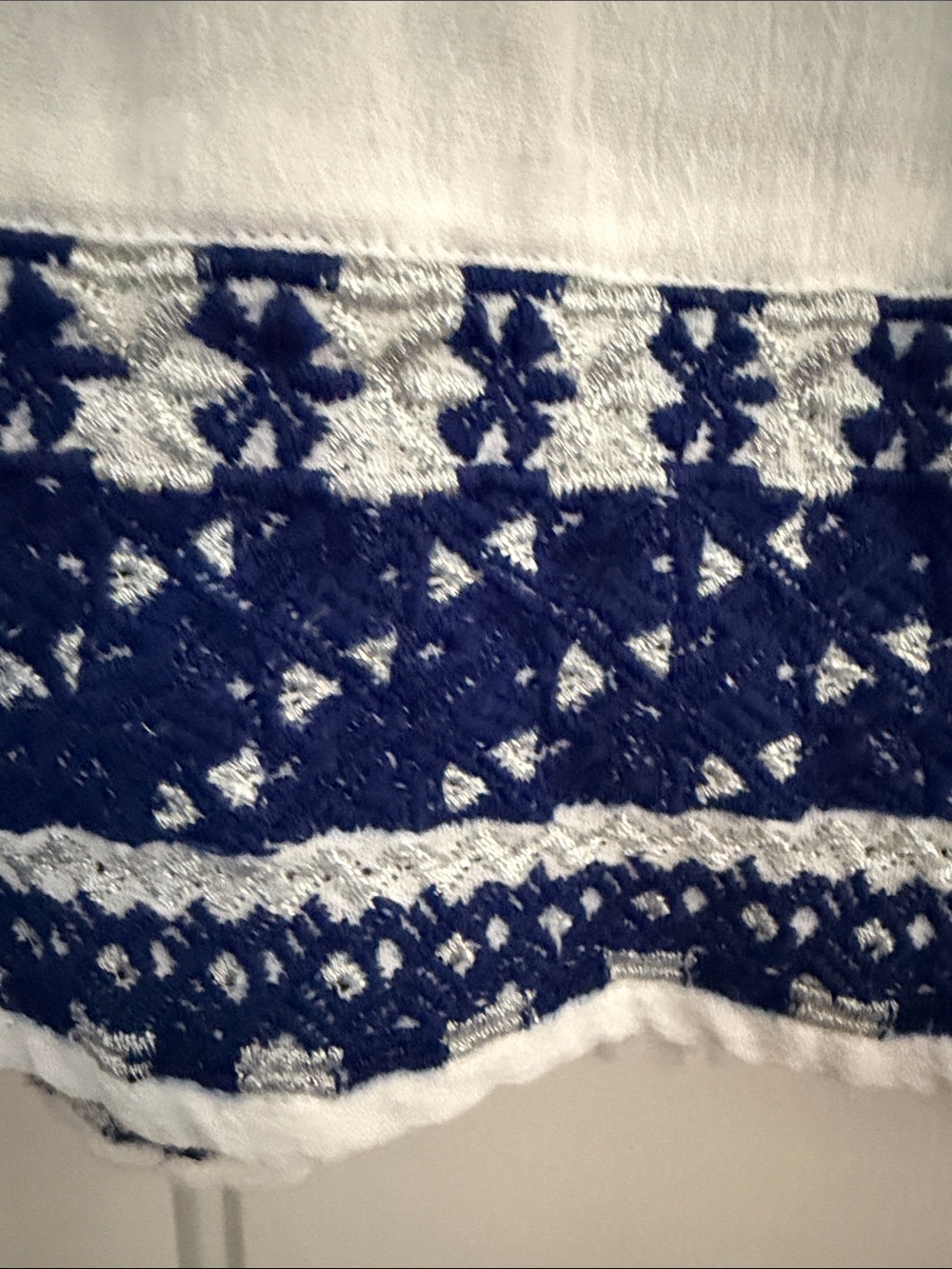 Vineyard Vines XL White Tunic Swim Cover Up Navy Embroidery with Tassels - Picture 4 of 6